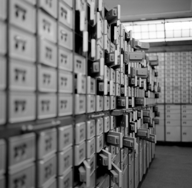 Photo: Safety deposit boxes. They are all empty now - not all of the contents were collected and are safely stored off site, awaiting their respective owners. They can only be opened in the presence of a solicitor.